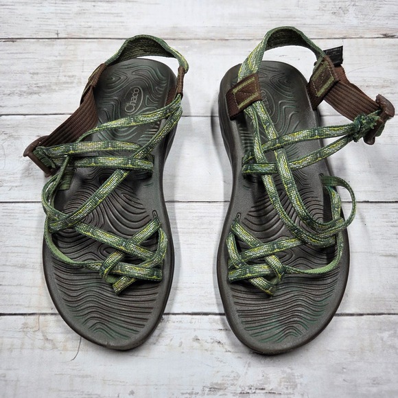 Chaco Shoes - Chaco Z/Cloud 2 Sandal Toe Loop Hiking Women 7 Green Brown J106214 BROKEN BUCKLE